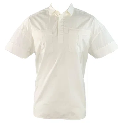 Pre-owned Valentino Size M White Cotton Pullover Two Pockets Oversized Short Sleeve Shirt