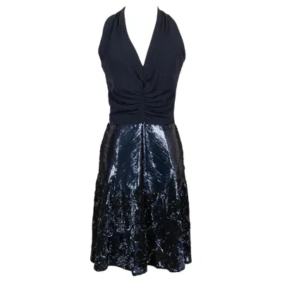 Pre-owned Valentino Skater Dress In Silk Muslin Sewn Haute Couture In Black