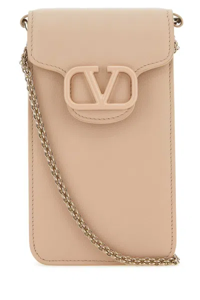 Valentino Garavani Skin Pink Leather Locã² Phone Case In Neutral