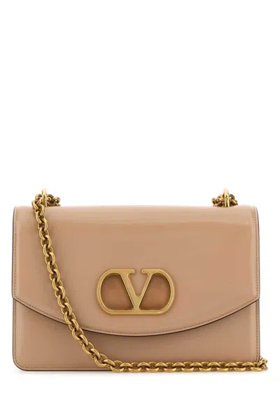 Valentino Garavani Skin Pink Leather Vain Shoulder Bag In Brown