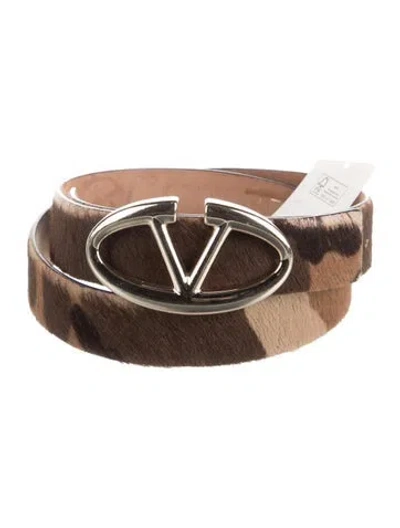 Pre-owned Valentino Garavani Skinny Calf Hair Belt In Brown