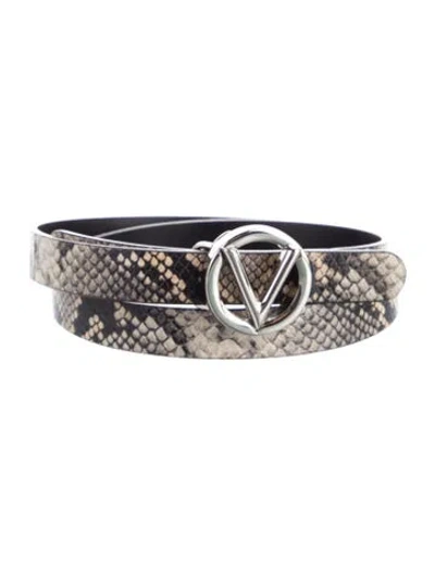 Pre-owned Valentino Garavani Skinny Embossed Leather Belt