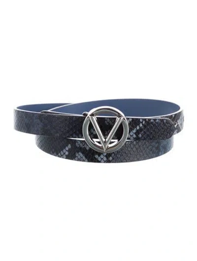Pre-owned Valentino Garavani Skinny Embossed Leather Belt In Multi