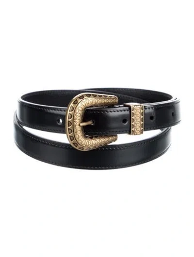 Pre-owned Valentino Garavani Skinny Leather Belt In Black