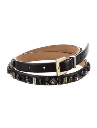Pre-owned Valentino Garavani Skinny Leather Belt In Black