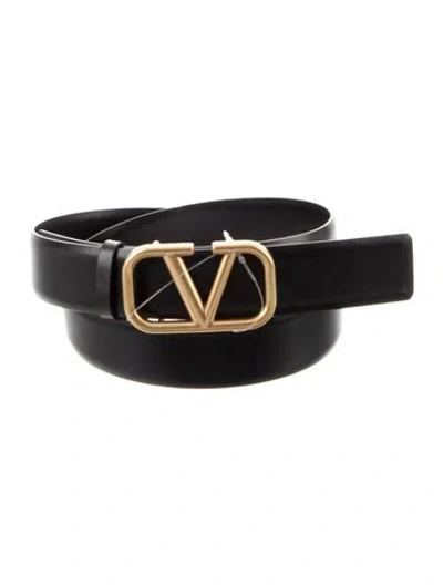 Pre-owned Valentino Garavani Skinny Leather Belt In Black