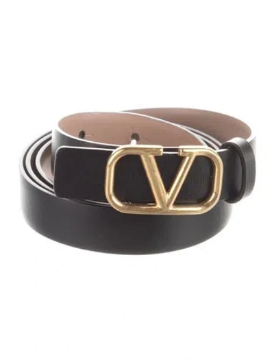 Pre-owned Valentino Garavani Skinny Leather Belt In Black