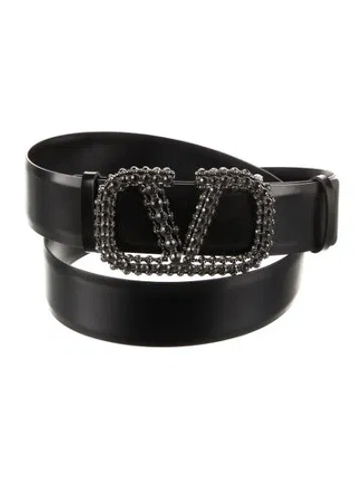 Pre-owned Valentino Garavani Skinny Leather Belt In Black
