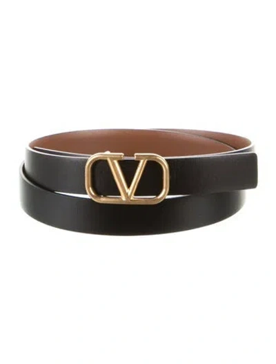 Pre-owned Valentino Garavani Skinny Leather Belt In Black