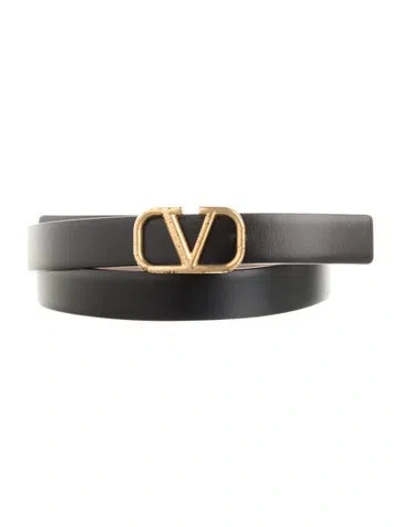 Pre-owned Valentino Garavani Skinny Leather Belt In Black