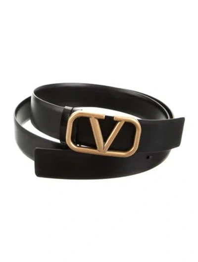 Pre-owned Valentino Garavani Skinny Leather Belt In Black