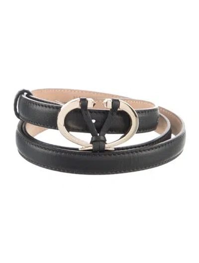 Pre-owned Valentino Garavani Skinny Leather Belt In Black
