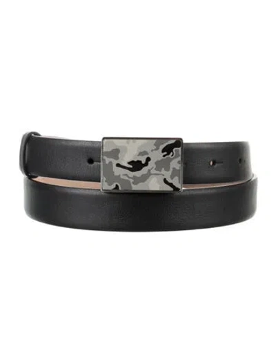 Pre-owned Valentino Garavani Skinny Leather Belt In Black