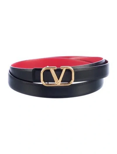 Pre-owned Valentino Garavani Skinny Leather Belt In Black