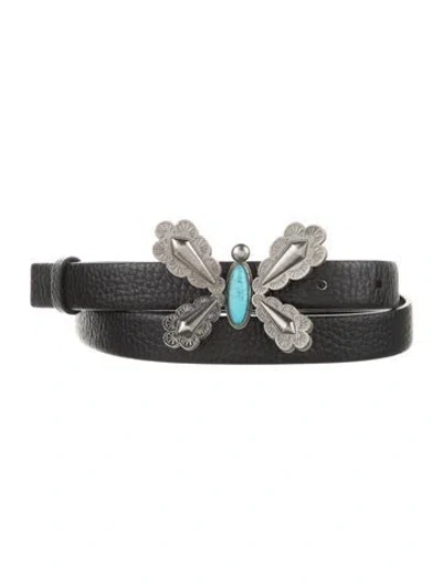 Pre-owned Valentino Garavani Skinny Leather Belt In Black