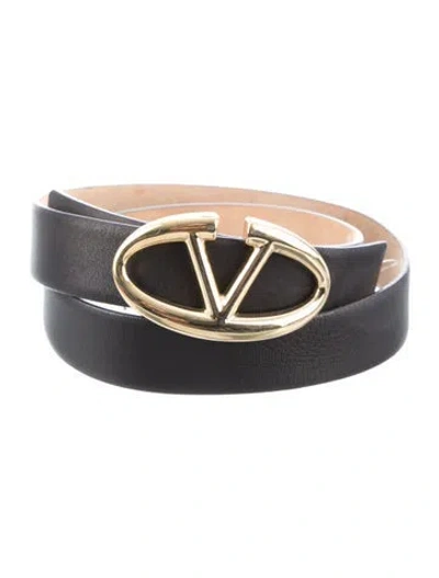 Pre-owned Valentino Garavani Skinny Leather Belt In Black/neutrals