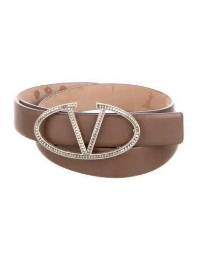 Pre-owned Valentino Garavani Skinny Leather Belt In Brown