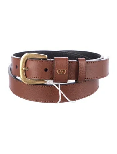 Pre-owned Valentino Garavani Skinny Leather Belt In Brown