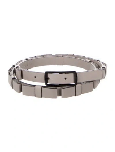 Pre-owned Valentino Garavani Skinny Leather Belt In Gray