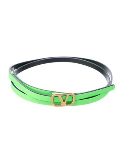 Pre-owned Valentino Garavani Skinny Leather Belt In Green