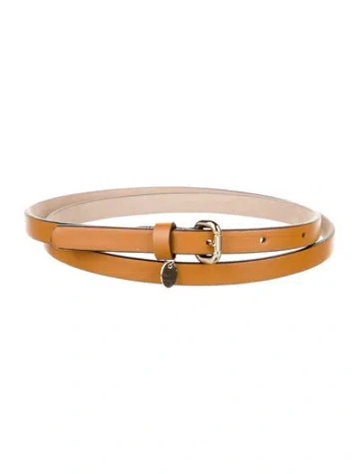 Pre-owned Valentino Garavani Skinny Leather Belt Kit In Brown