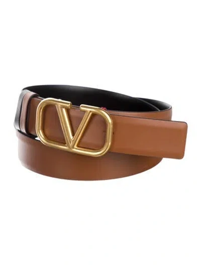 Pre-owned Valentino Garavani Skinny Leather Belt Kit In Brown