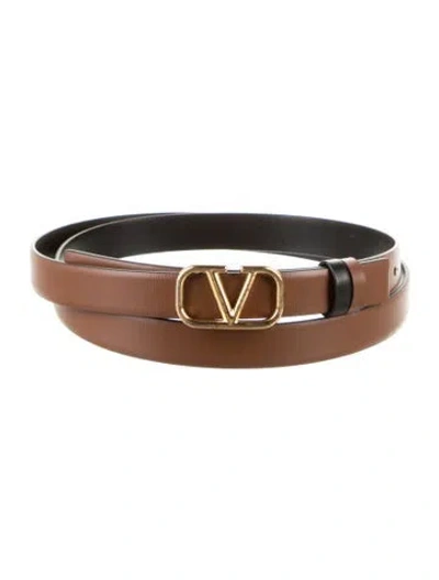 Pre-owned Valentino Garavani Skinny Leather Belt Kit In Brown