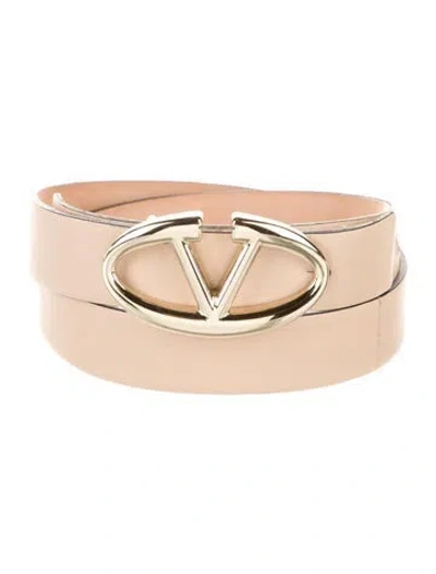 Pre-owned Valentino Garavani Skinny Leather Belt Kit In Neutral