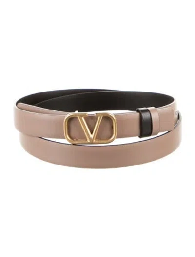 Pre-owned Valentino Garavani Skinny Leather Belt In Neutral