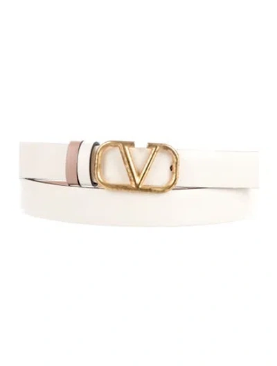 Pre-owned Valentino Garavani Skinny Leather Belt In Neutral