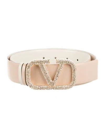 Pre-owned Valentino Garavani Skinny Leather Belt In Neutrals