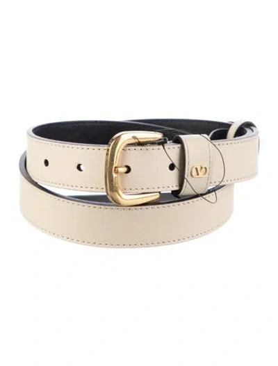 Pre-owned Valentino Garavani Skinny Leather Belt In Neutrals