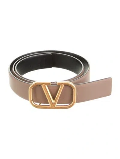 Pre-owned Valentino Garavani Skinny Leather Belt In Neutrals