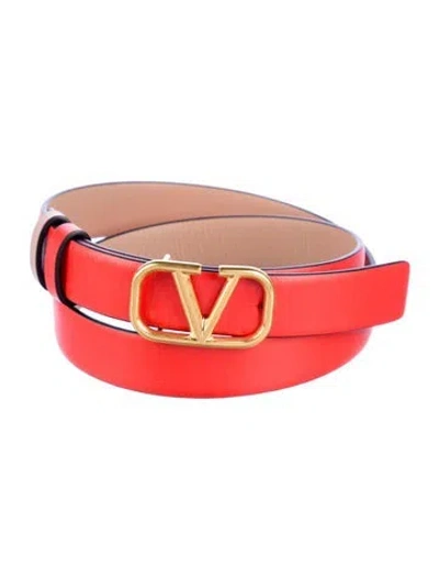 Pre-owned Valentino Garavani Skinny Leather Belt In Orange