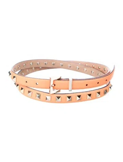 Pre-owned Valentino Garavani Skinny Leather Belt In Orange