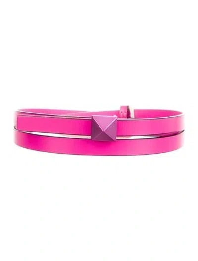 Pre-owned Valentino Garavani Skinny Leather Belt In Pink