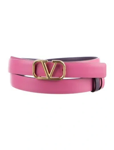 Pre-owned Valentino Garavani Skinny Leather Belt In Pink