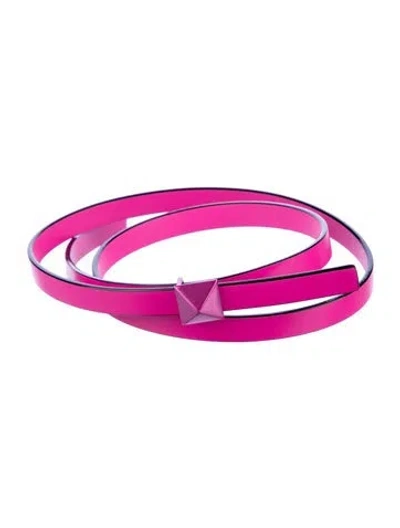 Pre-owned Valentino Garavani Skinny Leather Belt In Pink
