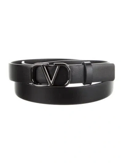 Pre-owned Valentino Garavani Skinny Leather Belt W/ Tags In Black