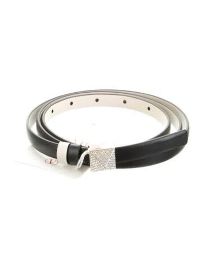 Pre-owned Valentino Garavani Skinny Leather Belt W/ Tags In Black