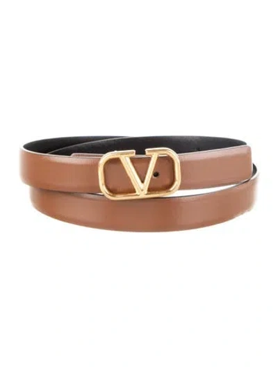 Pre-owned Valentino Garavani Skinny Leather Belt W/ Tags In Brown