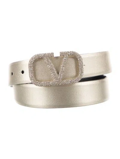 Pre-owned Valentino Garavani Skinny Leather Belt W/ Tags In Neutrals