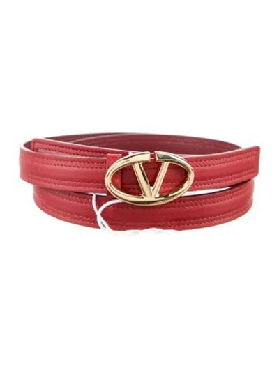 Pre-owned Valentino Garavani Skinny Leather Belt W/ Tags In Red
