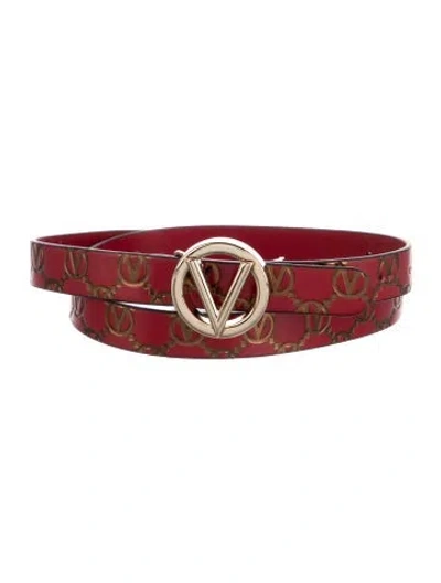 Pre-owned Valentino Garavani Skinny Leather Belt W/ Tags In Red