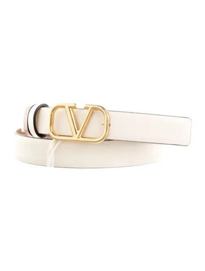 Pre-owned Valentino Garavani Skinny Leather Belt In White