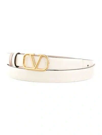 Pre-owned Valentino Garavani Skinny Leather Belt In White