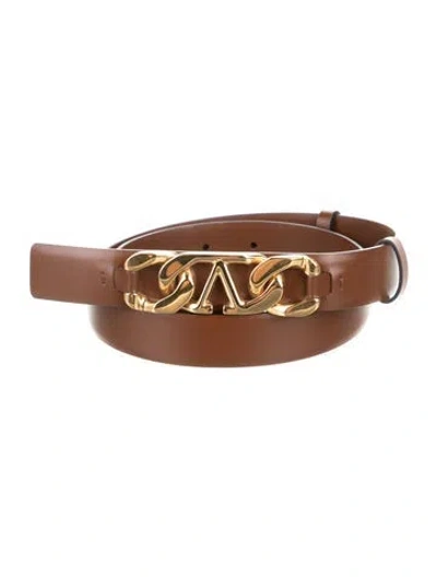 Pre-owned Valentino Garavani Skinny Leather Waist Belt In Brown