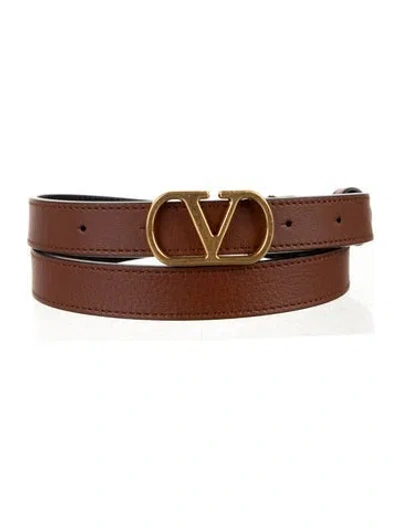 Pre-owned Valentino Garavani Skinny Leather Waist Belt In Brown