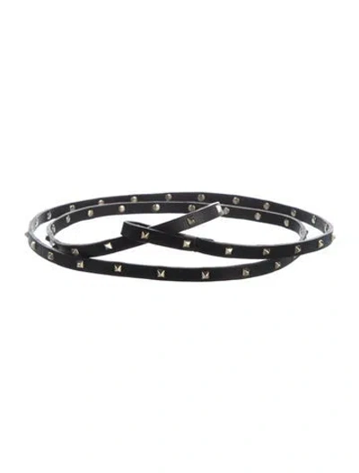 Pre-owned Valentino Garavani Skinny Leather Waist Belt W/ Tags In Black