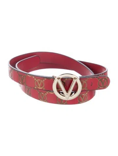 Pre-owned Valentino Garavani Skinny Leather Waist Belt W/ Tags In Red